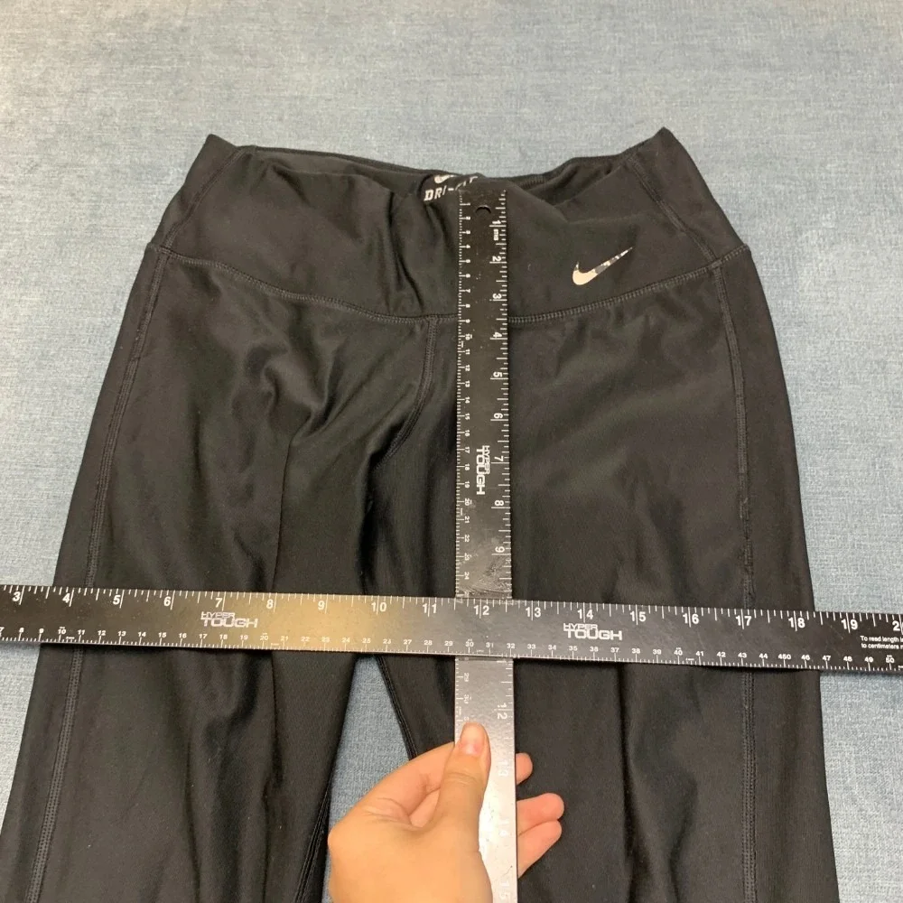 Nike Dri-Fit Leggings Womens Small Black Stretch Swoosh Elastic Waist Skinny Leg